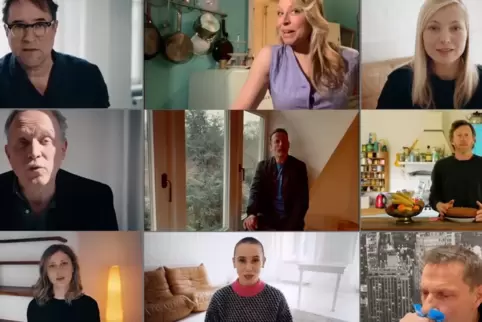 Einzelne Video-Standbilder: Via Youtube beteiligten sich Schauspieler an der Internetaktion #allesdichtmachen.