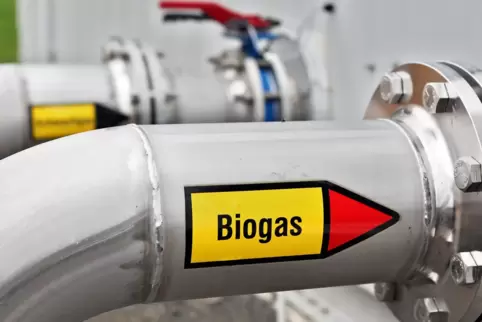 Blick auf die Biogasanlage in Brandis (Sachsen). 