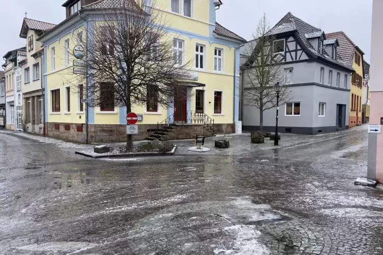 Eis auch in der Rockenhausener Innenstadt.