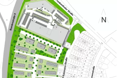 Das geplante Fachmarktzentrum im Norden des neuen Wohngebietes am Ortsrand von Studernheim muss kleiner als geplant gebaut werde