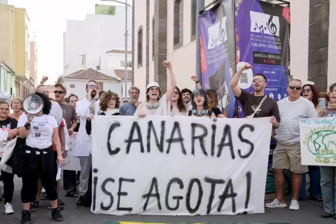 Die Demonstranten fordern unter anderem einen Baustopp für die Ferienanlage »Cuna del Alma« im kleinen Hafen von Adeje auf Tener