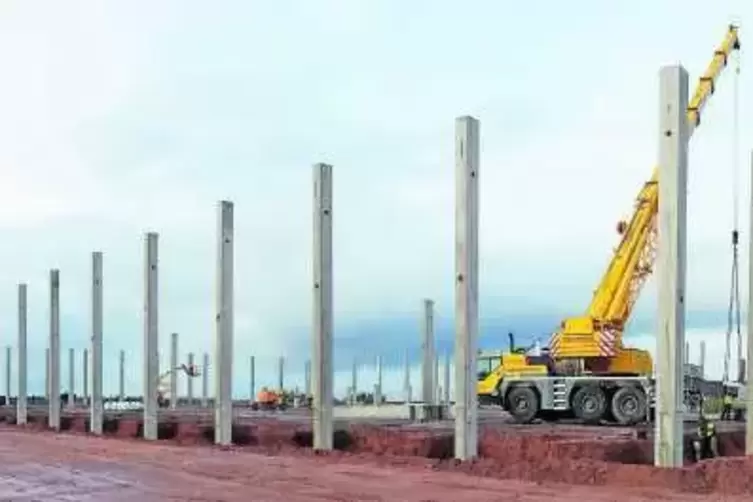 Unzählige Stahlpfeiler sind bereits gesetzt und lassen erahnen, welche Dimension das Bauvorhaben der Firma G&G Preißer GmbH Verp