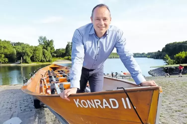 Bereit: Vorsitzender Ingo Janz, die RG Speyer und die Kirchboote sind fit für die Regatta.