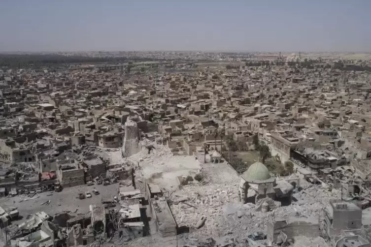 Die Aufnahme zeigt Zerstörungen in der irakischen Stadt Mossul. Das Foto wurde im Juni 2017 aufgenommen.  Foto: dpa 