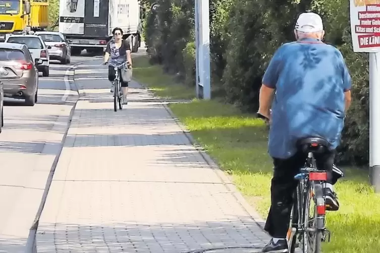 Auch wenn der Weg zwischen Grünstadt und Sausenheim schmäler ist, als es die Regeln vorschreiben: Zwei Radfahrer kommen bei etwa
