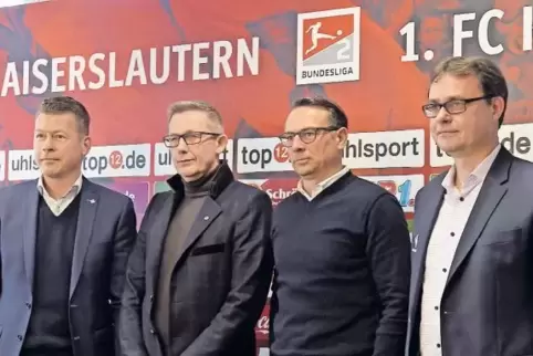 Die neue Führung des FCK (von rechts): Vorstandsvorsitzender Michael Klatt, Sportvorstand Martin Bader, Aufsichtsratsvorsitzende