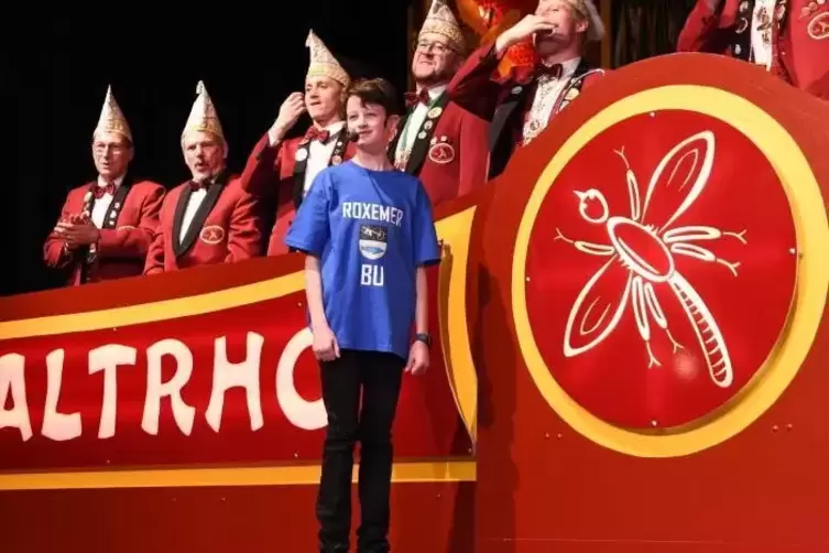 Nachwuchsfasnachter Jonas Wild ist &bdquo;en echte Roxemer Bu&ldquo;, wie er bei seinem Auftritt beweist. 