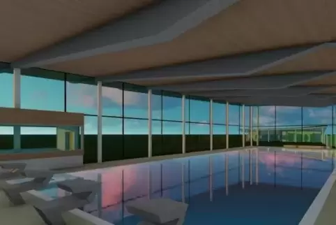 Projekt für rund 17 Millionen Euro: So soll die Schwimmhalle des neuen Badeparks aussehen.