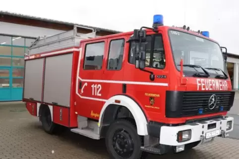 Von der Feuerwehr Worms geliehen: das Löschfahrzeug.