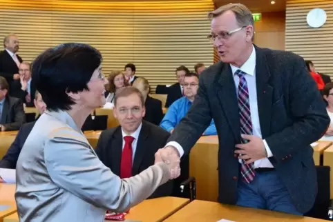Sie mögen sich, auch wenn sie zwei unterschiedlichen Parteien angehören: Christiane Lieberknecht (CDU) und Bodo Ramelow (Linke),