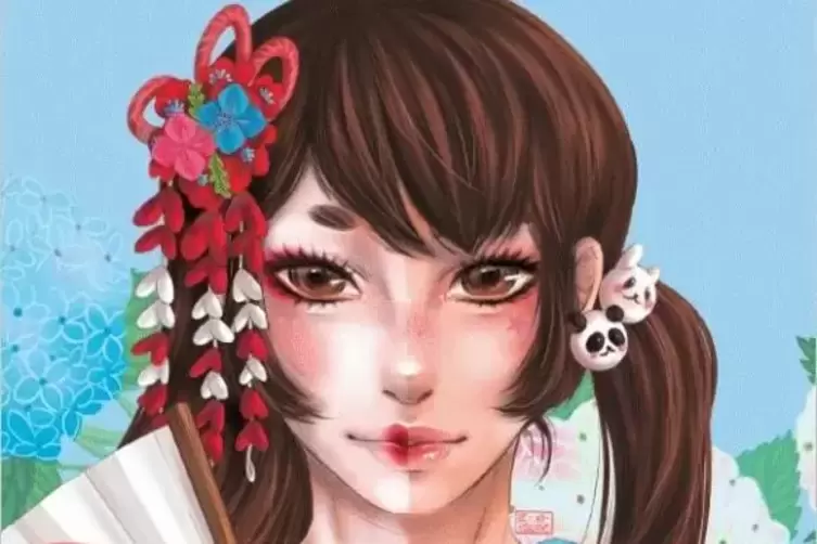 Das Plakat: Manga-M&auml;dchen mit Brezel im Haar.
