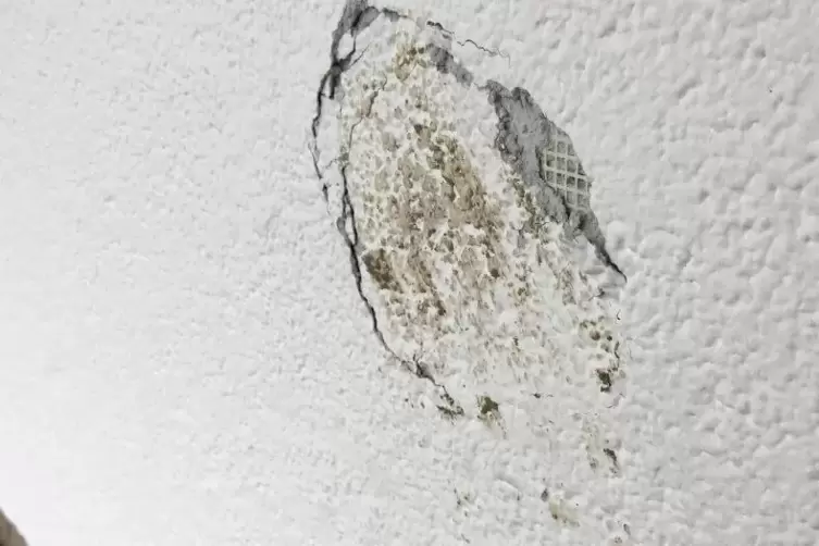 Es sieht aus, als habe jemand gegen kr&auml;ftig die Wand getreten. 