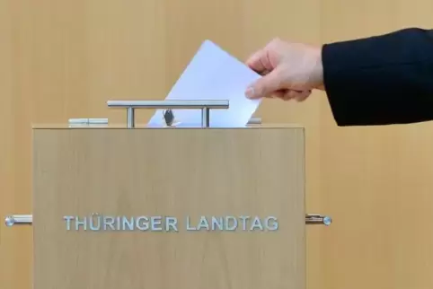 Die Wahlurne im Thüringer Landtag.