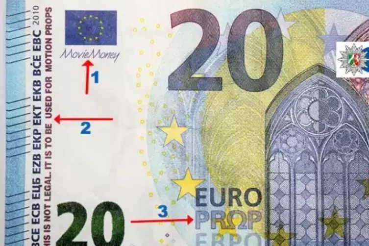 Die Polizei erklärt, wie „Movie Money“ zu erkennen ist: 1. Die Unterschrift des Präsidenten der Europäischen Zentralbank unterha
