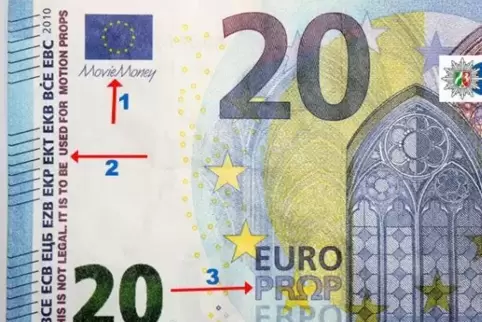 Die Polizei erklärt, wie „Movie Money“ zu erkennen ist: 1. Die Unterschrift des Präsidenten der Europäischen Zentralbank unterha