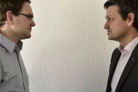 Konkurrenten ums Direktmandat im Landtagswahlkreis Frankenthal, aber keine verbissenen Gegner: SPD-Politiker Martin Haller (link