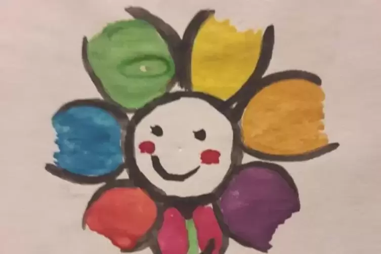 Selbstgemalte Blume einer 14-jährigen Künstlerin. 