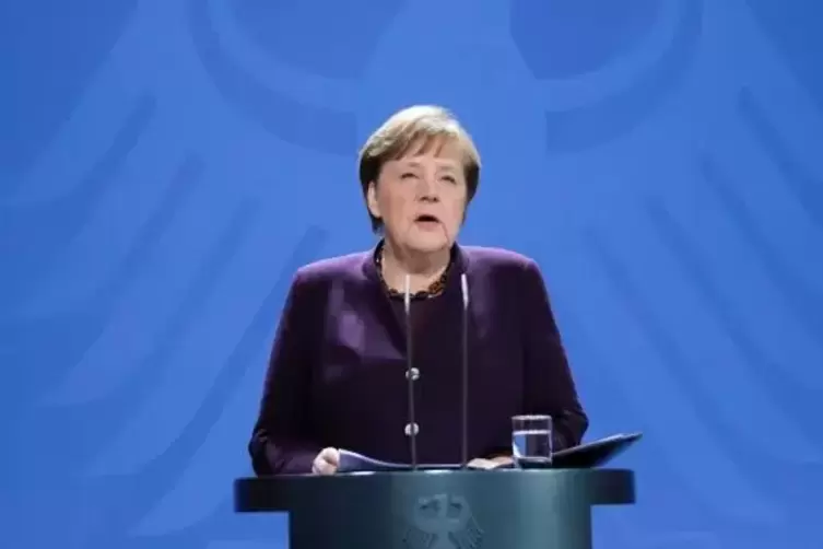 Merkel bei ihren Statement zum Coronavirus am Montag.