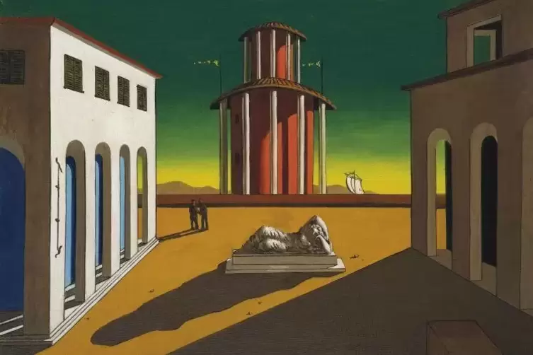 Vorausschau? &bdquo;Piazza d&rsquo;Italia&ldquo; von Giorgio de Chirico (1888-1978). 
