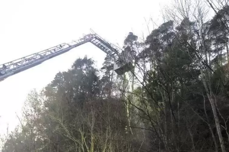Mit der Drehleiter konnte die Feuerwehr direkt den Brandherd l&ouml;schen.