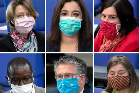 Masken-Vielfalt: Bundestagsabgeordnete am Mittwoch in Berlin.