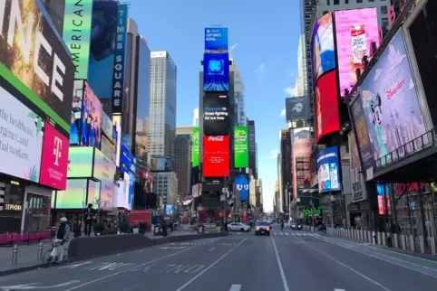 Fast menschenleer: Der Times Square in New York. 