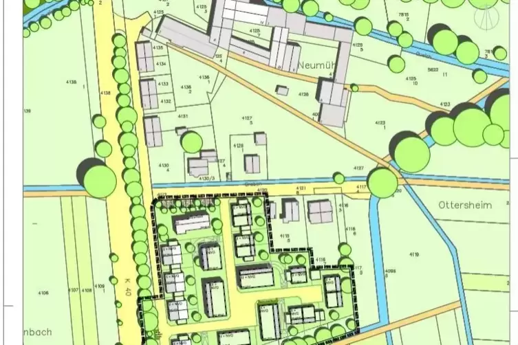 So sieht der st&auml;dtebauliche Entwurf aus, den das Planungsb&uuml;ro aus Karlsruhe der Gemeinde vorgelegt hat. 