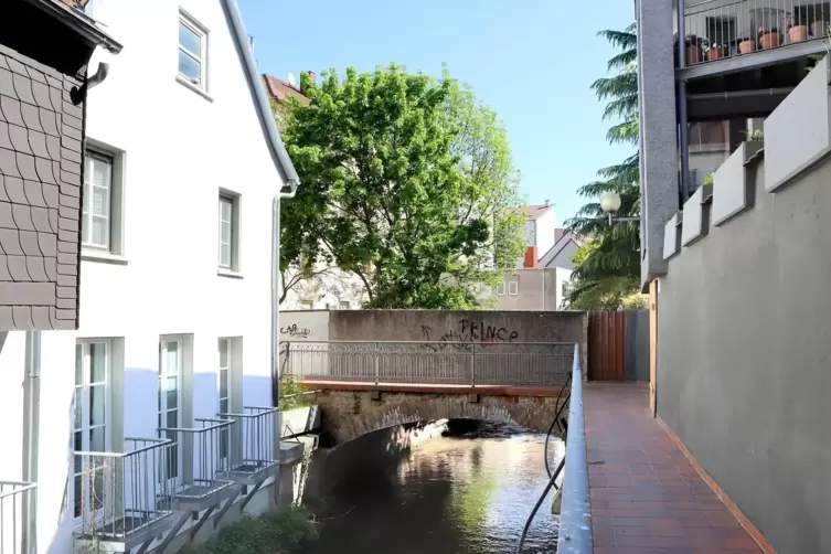 Der &ouml;ffentliche Fu&szlig;weg auf der Westseite. 