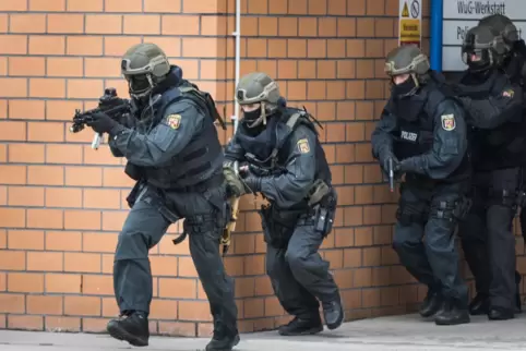 Beamte des Spezialeinsatzkommandos bei einer Übung in Mainz.