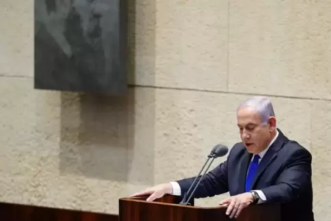 Seine Rede wurde von Protesten begleitet: Benjamin Netanjahu. 