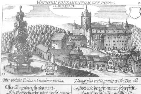 Ein alter Kupferstich von Grumbach. 
