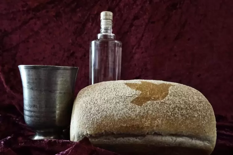 Brot und Wein – Stillleben zum Abendmahl. 