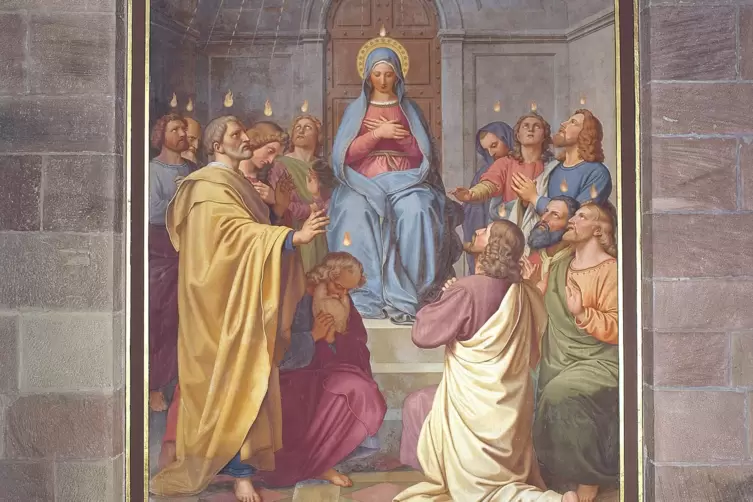 Das Pfingstwunder: dargestellt im Fresko des Marienzyklus’ im Speyerer Dom von 1852. Richard Wagner paraphrasierte in seinem „Li