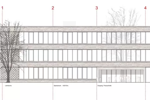 Die Ziegelbauweise des geplanten Neubaus soll gut zu dem bereits bestehenden Schulhaus aus dem Jahr 1904 passen. 