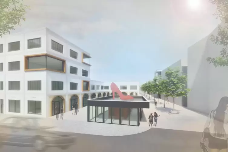 So soll die &bdquo;Schuhstadt&ldquo; einmal aussehen, die auf dem Areal des Kaufhalle-Geb&auml;udes geplant ist. 