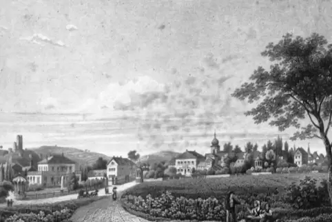 Sieht ganz friedlich aus: Wachenheim, dargestellt auf einem Stahlstich von Höfle (etwa 1850). 