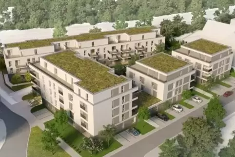 Visualisierung: So sollen die vier neuen Gebäude aussehen. Visualisierung: So sollen die vier neuen Gebäude aussehen.
