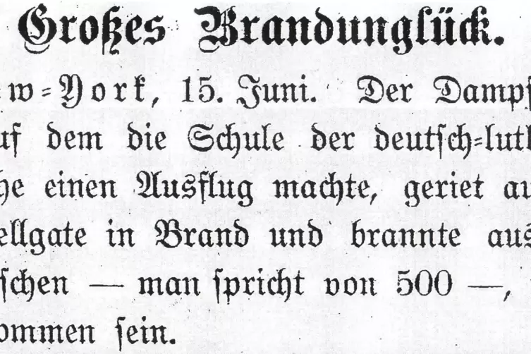 Gleich nach dem Ungl&uuml;ck berichtet auch die &bdquo;Gegenwart&ldquo; aus Edenkoben.