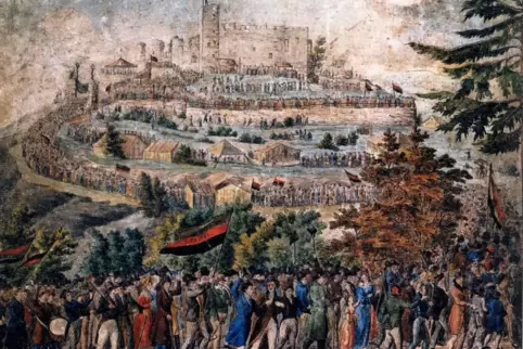 Für die Pressefreiheit engagierten sich die Teilnehmer des Hambacher Fests von 1832. Den Mitorganisator Johann Georg August Wirt