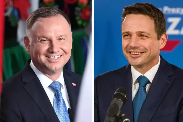 Polens amtierender Präsident Andrzej Duda (links) und Herausforderer Rafal Trzaskowski, amtierender Bürgermeister von Warschau. 