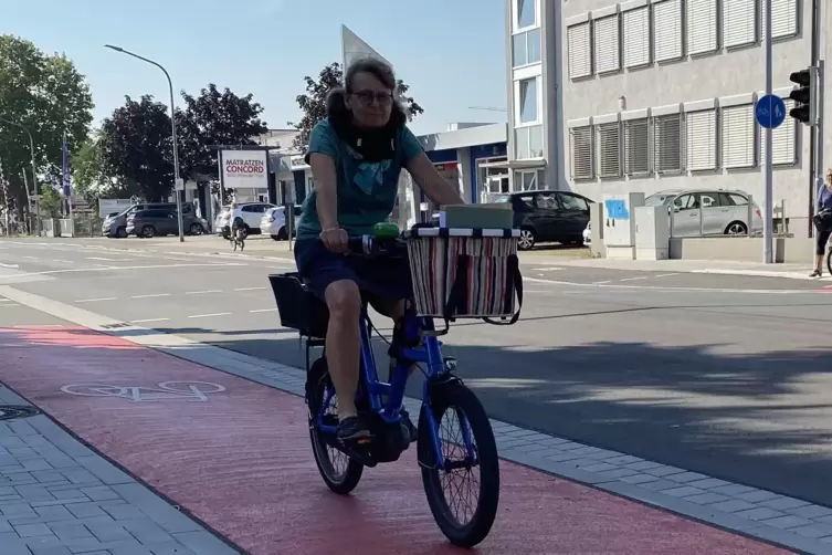 Vorbildlicher Radweg: Situation in der Wormser Landstra&szlig;e.
