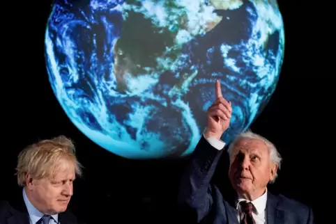 David Attenborough (mit Großbritanniens Premier Boris Johnson) : Die Welt ist in Gefahr. 