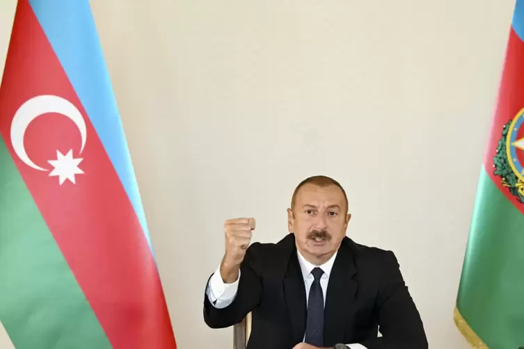 „Ihr Blut bleibt nicht ungesühnt“: der aserbaidschanische Staatschef Ilham Alijew.