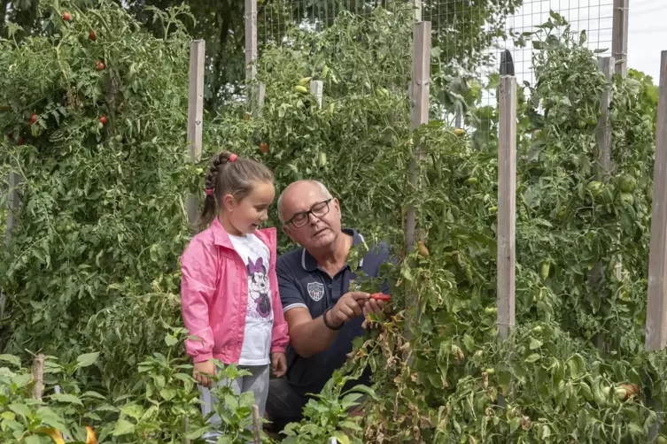 Enkelin Emilia darf Boris Krstanovic oft beim Gärtnern helfen. 