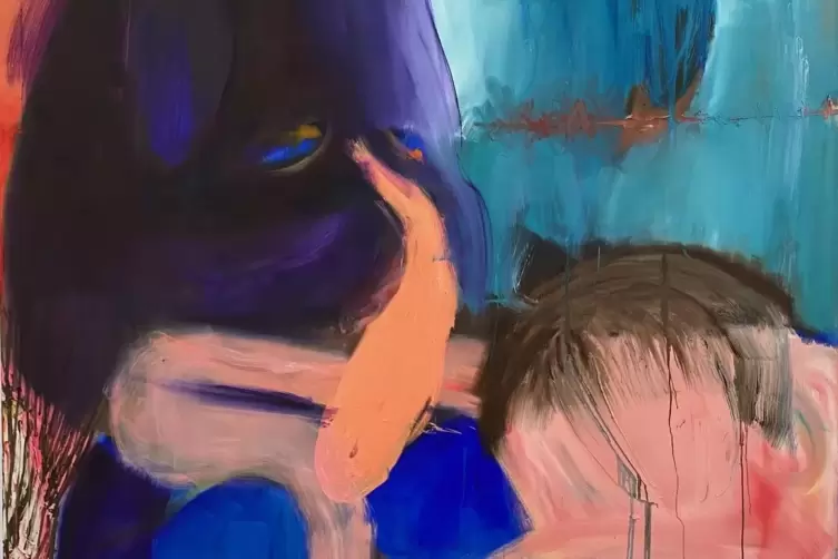 Einzige &bdquo;klassische &ldquo; Malerei: &bdquo;Badman und Boy&ldquo; von Aneta Kajzer. 