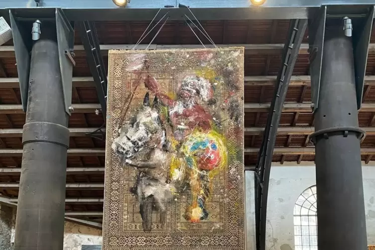 Malgrund Teppich: Gemälde mit Winnetoufigur von Julius Grünewald. 
