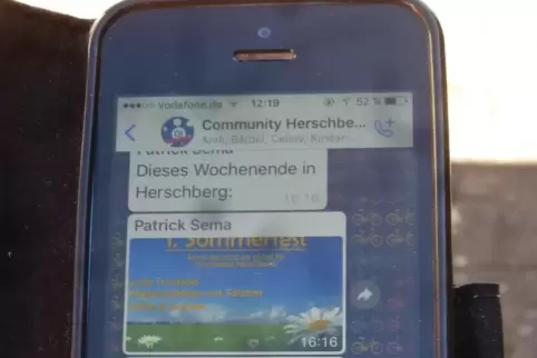 Herschberger Vereine können in der Whatsapp-Gruppe „Community Herschberg“ auf ihre Veranstaltungen hinweisen.