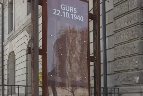 Am Stadtarchiv erinnert ein Mahnmal an die Deportation. Es besteht aus Gleisen und einer Gedenktafel. 