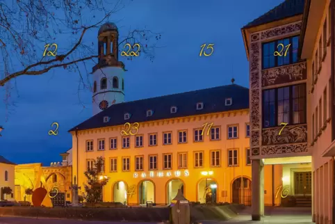 Das Frankenthaler Rathaus ziert in diesem Jahr den beliebten Adventskalender.