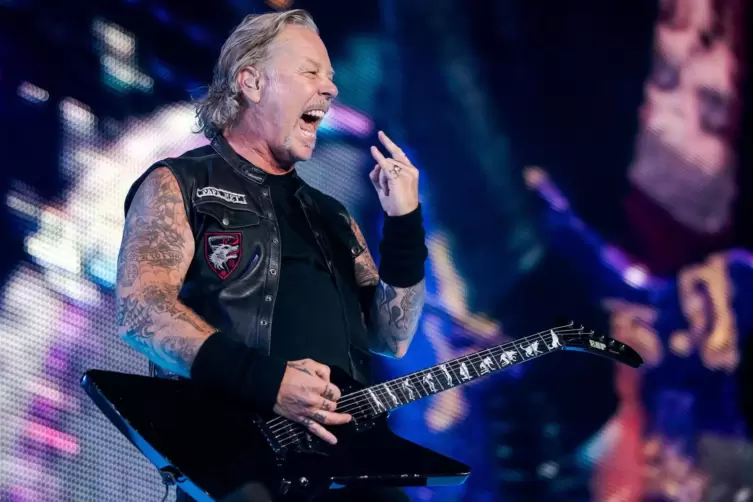  James Hetfield – Mitbegründer, Sänger und Gitarrist der US-amerikanischen Rockband Metallica –vergangenes Jahr bei einem Konzer